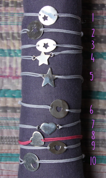 Bracelet en argent motif étoile et coeur