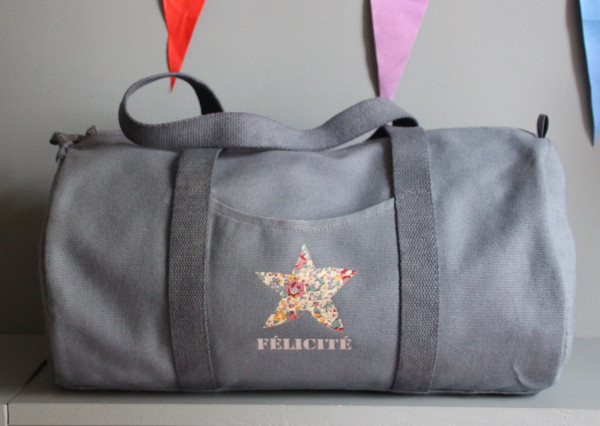 Sac Bowling personnalisable -  1 étoile Liberty +1 prénom flex « typo Stencil »