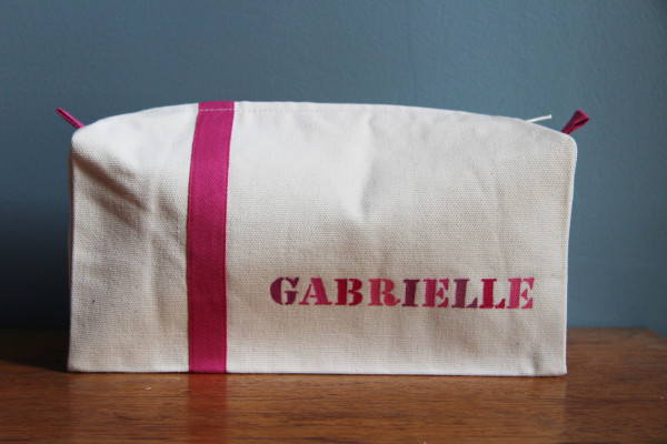 Trousse de toilette personnalisée LARGE en toile écrue - perso peinture