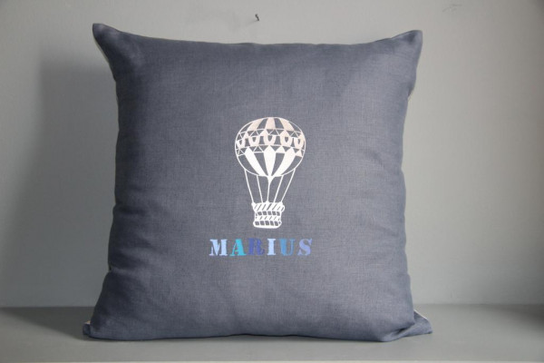 Coussin en Lin carré large  - Prénom Lettres en peinture + Motif